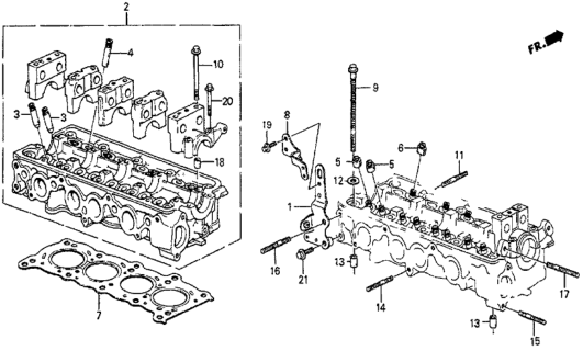 1986 Honda Prelude Cylinder Head Assembly Diagram for 12100-PJ0-010