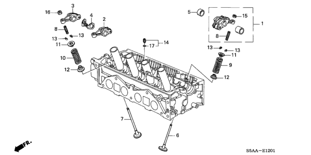 2004 Honda Civic Arm Assembly, Intake Rocker Diagram for 14620-PMR-A00