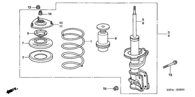 2005 Honda Civic Shock Absorber Assembly, Right Front Diagram for 51601-S5A-C63