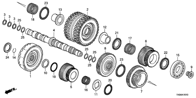2014 Honda Odyssey AT Secondary Shaft - Clutch (Low/2nd-5th) Diagram