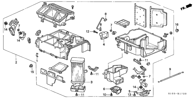 2000 Honda CR-V Heater Unit Diagram for 79100-S10-A02