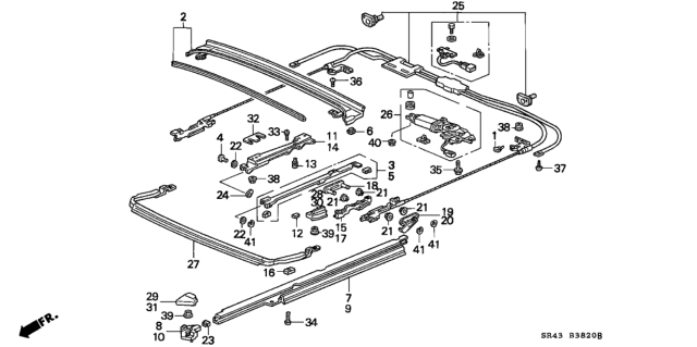 1992 Honda Civic Cable Assembly, Sunroof Diagram for 70400-SR4-003