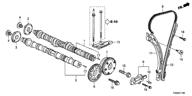 2012 Honda Accord Camshaft Complete, Exhaust Diagram for 14120-R44-A00