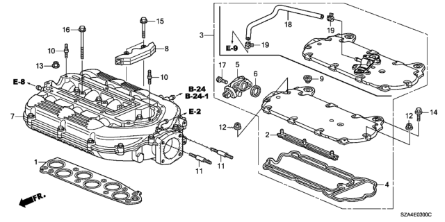 2012 Honda Pilot Gasket, Intake Manifold Diagram for 17105-RCJ-A01