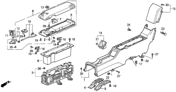 1992 Honda Prelude Armrest, Console (Palmy Blue) Diagram for 77305-SS0-A01ZD