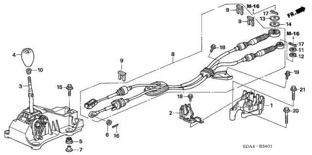 2006 Honda Accord Lever Sub-Assy., Change Diagram for 54100-SDP-A02