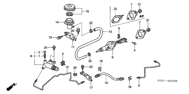 2001 Honda Insight Master Cylinder Assembly, Clutch Diagram for 46920-S3Y-A01