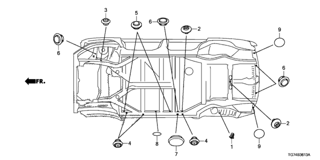 2016 Honda Pilot Grommet Diagram 4
