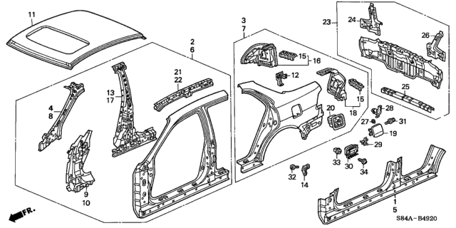 2002 Honda Accord Panel Set, R. FR. (Outer) Diagram for 04635-S4K-305ZZ