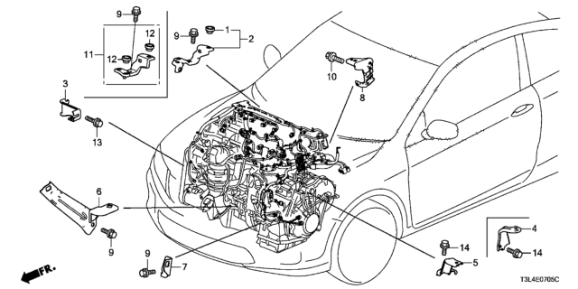 2016 Honda Accord Engine Wire Harness Stay (L4) Diagram