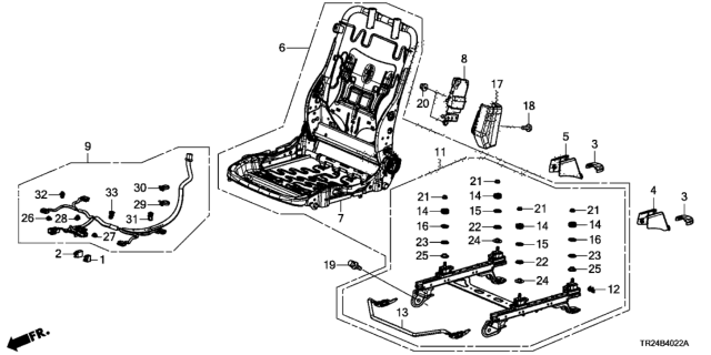 2012 Honda Civic Sensor, Seat Weight Diagram for 81166-TR0-A01