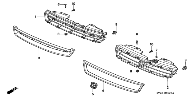 1994 Honda Accord Grille, Front Diagram for 75101-SV4-003