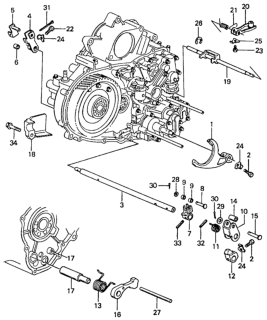 1981 Honda Civic AT Shift Lever Shaft  - Throttle Shaft Diagram