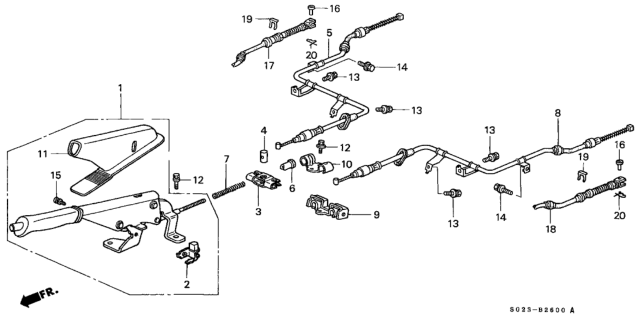 2000 Honda Civic Wire A, Passenger Side Parking Brake Diagram for 47510-S04-932