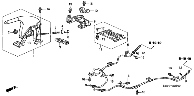 2005 Honda Civic Spring, Parking Brake Rod Diagram for 47537-SN7-003