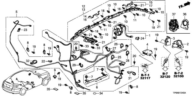 2013 Honda Crosstour Harn, SRS Floor Diagram for 77962-TP6-A02