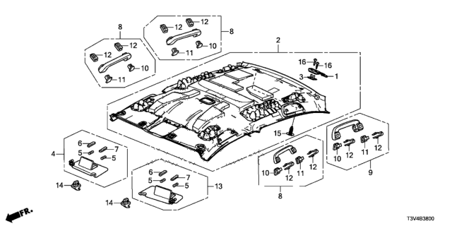 2014 Honda Accord Sunvisor Assembly, Driver Side (Platinum Gray) (Mirror) Diagram for 83280-T2A-A91ZC