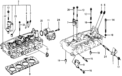 1977 Honda Accord Cylinder Head Assembly Diagram for 12010-657-810