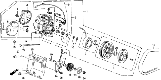 1989 Honda Civic A/C Compressor (Matsushita) Diagram