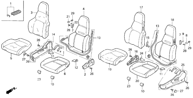 1996 Honda Prelude Cover, Left Front Seat-Back Trim (Silky Ivory) Diagram for 81521-SS0-A02ZD