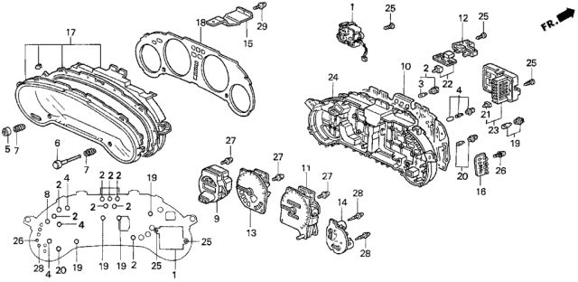 1997 Honda Del Sol Tachometer Assembly Diagram for 78125-SR2-A23