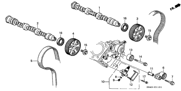2002 Honda Accord Camshaft, Front Diagram for 14100-P8A-A00