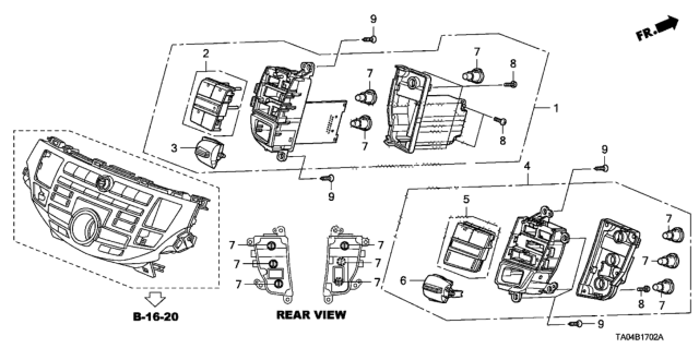 2011 Honda Accord Switch Assembly, Automatic Air Conditioner (Gun Metallic) Diagram for 79620-TA5-A01ZB