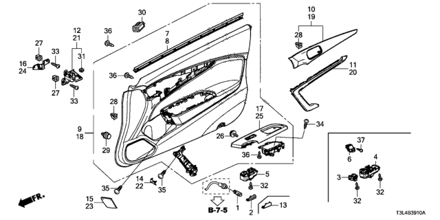 2013 Honda Accord Base, R. Ornament Grip *NH869L* (GRAND BONHEUR SILVER) Diagram for 83503-T3L-A01ZA