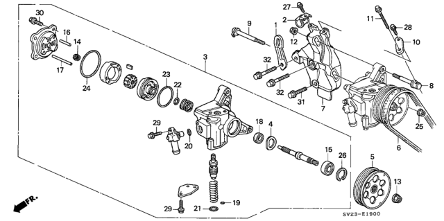 1996 Honda Accord Bolt, Power Steering Pump Adjusting Diagram for 90091-P0A-000