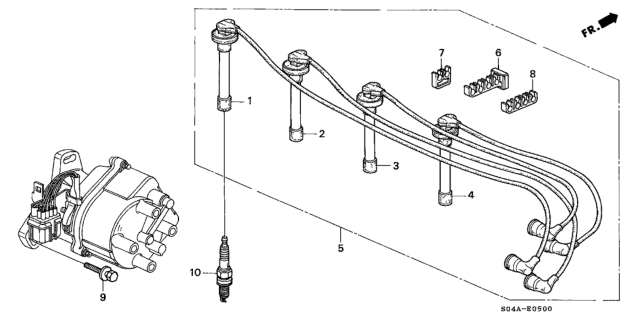 1999 Honda Civic Spark Plug (Pfr7N-D) Diagram for 12290-PMS-305