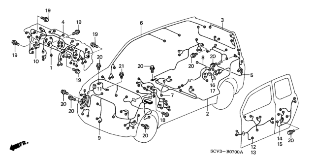 2004 Honda Element Wire Harness, Engine Room Diagram for 32200-SCV-A20