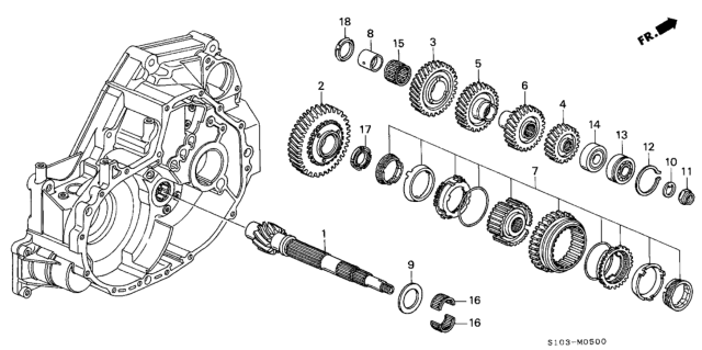2000 Honda CR-V Bearing, Needle (37X43X21.5) Diagram for 91107-PBW-003