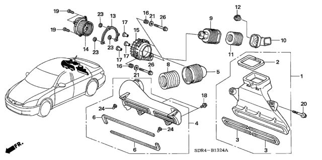 2005 Honda Accord Hybrid Seal, Outlet Duct Diagram for 1J427-RCJ-310