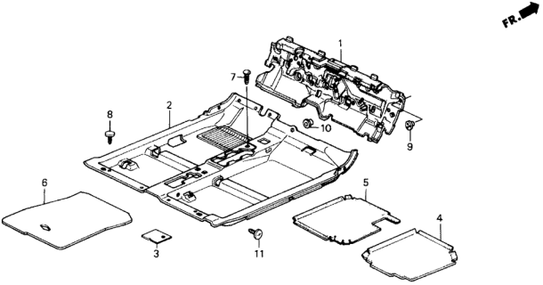 1990 Honda Prelude Floor Mat *NH167L* (GRAPHITE BLACK) Diagram for 83301-SF1-A43ZA
