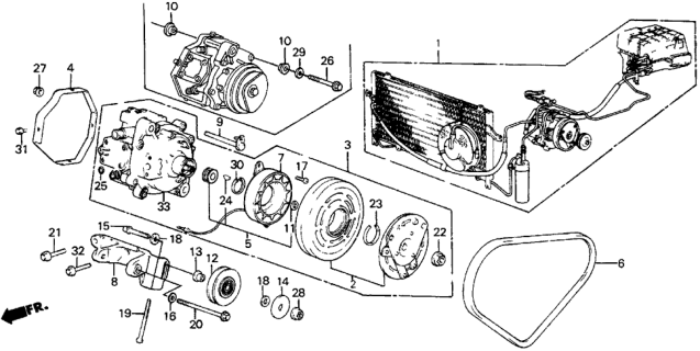 1985 Honda Civic A/C Compressor (Keihin) Diagram
