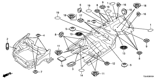 2015 Honda Accord Plug,Floor Hole 5 Diagram for 91613-T2A-003