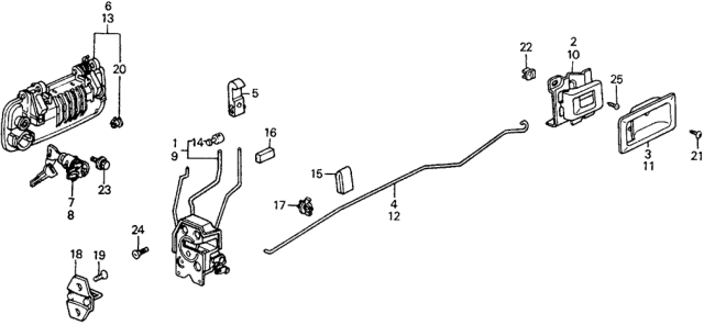 1990 Honda Civic Lock Assembly, Right Front Door (Passive) Diagram for 72110-SH5-A21