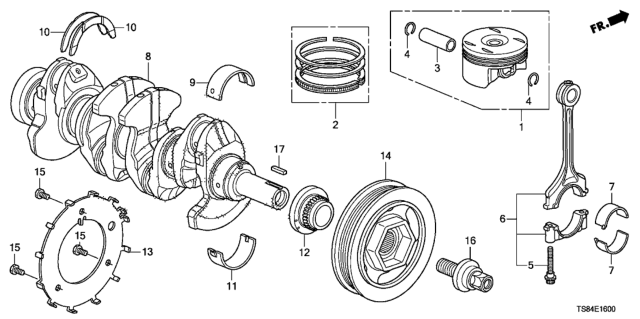 2012 Honda Civic Crankshaft - Piston (1.8L) Diagram