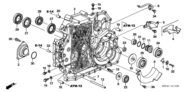 2006 Honda Pilot Case, Torque Converter Diagram for 21110-RDK-308