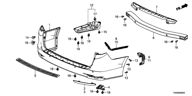 2022 Honda Odyssey Face, Rear Bumper Diagram for 04715-THR-A00ZZ