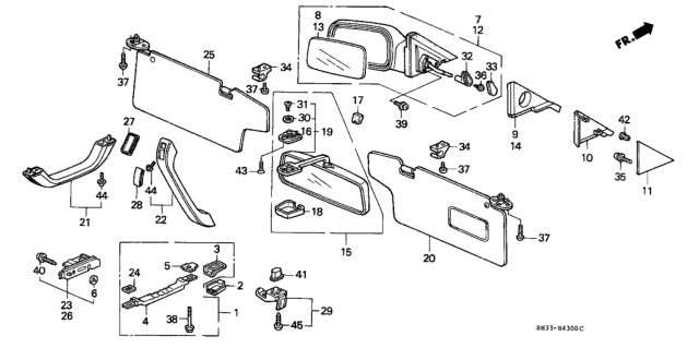 1988 Honda Civic Mirror Assembly, Driver Side Door (Flat) Diagram for 76250-SH3-A01