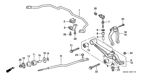 2001 Honda Prelude Spring, Front Stabilizer (25.4Mm X 3.5) Diagram for 51300-S30-003