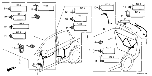 2014 Honda CR-V Wire Harness, Driver Door Diagram for 32751-T0A-A12