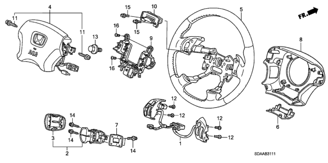 2007 Honda Accord Steering Wheel (SRS) (V6) Diagram
