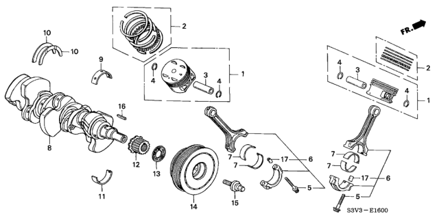 2003 Honda Pilot Ring Set, Piston (Over Size) (0.50) (Allied Ring) Diagram for 13031-P8F-A11