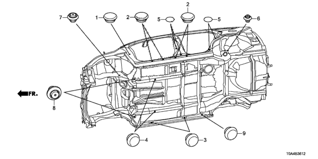 2015 Honda CR-V Grommet (Lower) Diagram