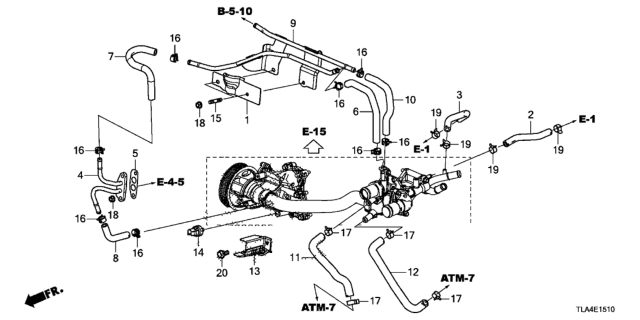 2018 Honda CR-V Hose A,T/C Water Diagram for 19527-5AA-A01