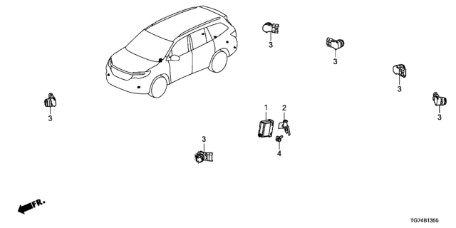 2017 Honda Pilot Sensor Unit, Parking Diagram for 39670-TG7-A01