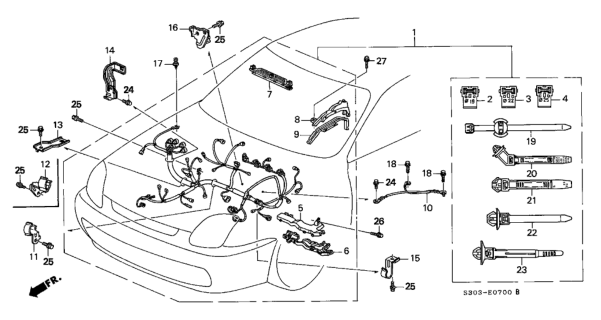 2001 Honda Prelude Stay F, Engine Harness Diagram for 32746-P5K-000