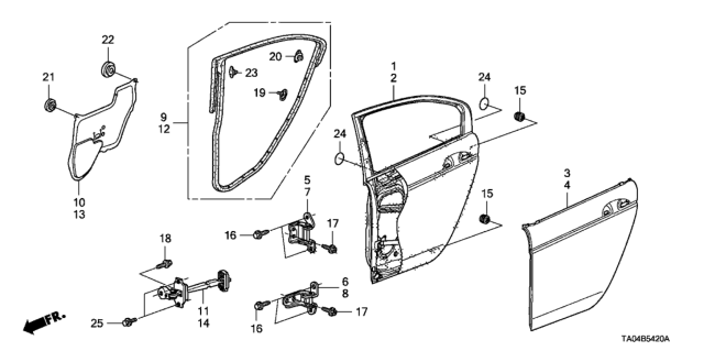 2011 Honda Accord Seal, L. RR. Door Hole Diagram for 72861-TA0-A00